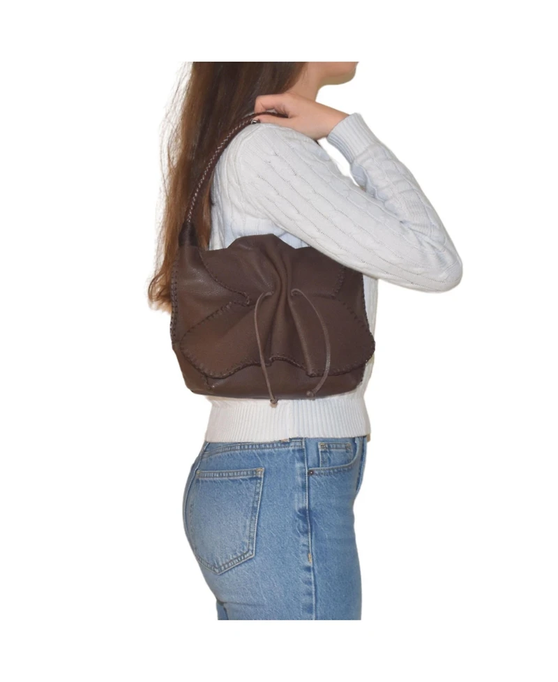 Carlos Falchi Shoulder Butterfly Leather Bag