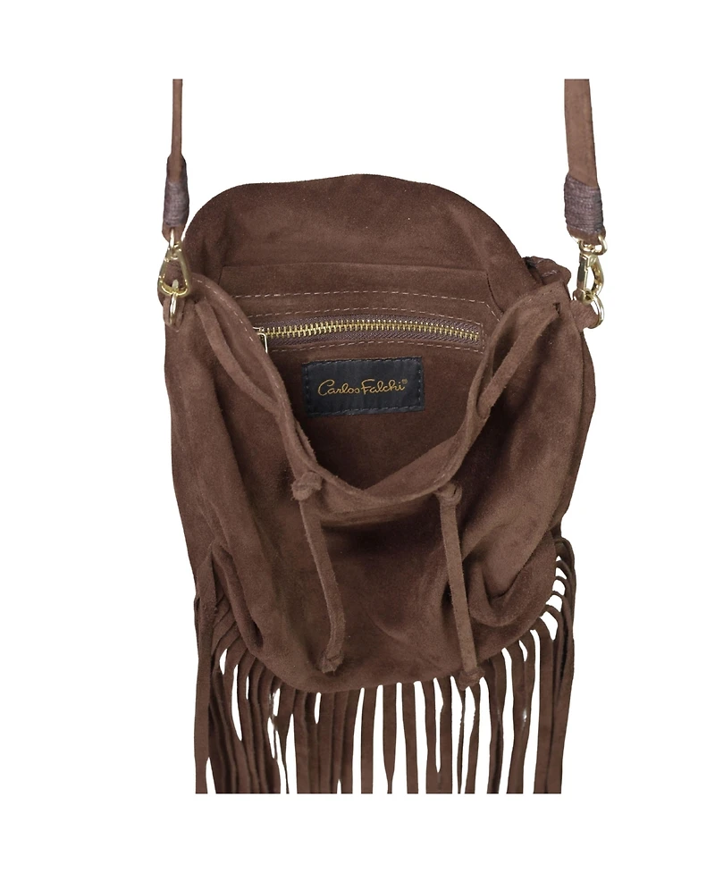 Carlos Falchi Fringe Butterfly Suede Bag