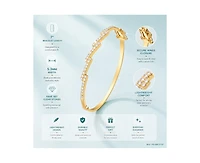 Rachel Glauber Modern 14K Gold Plated Cz Pave Zig Zag Geometric Bangle