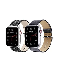 Waloo 2 Pack Leather Bling & Shiny Brilliance Replacement Band for Apple Watch