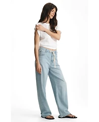 Mavi Jeans Women's Nella Adjustable Drawstring Wide Leg Bleached Well Blue