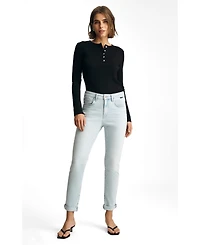 Mavi Jeans Women's Kathleen Mid Rise Boyfriend Bleached Feather Blue
