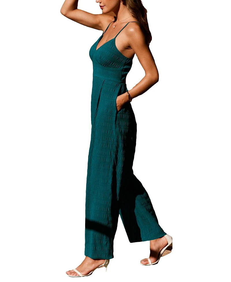Cupshe Women's V-Neck Smocked Jumpsuit