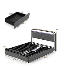 Slickblue Modern Platform Bed Frame with Led Lighting and Power Outlet