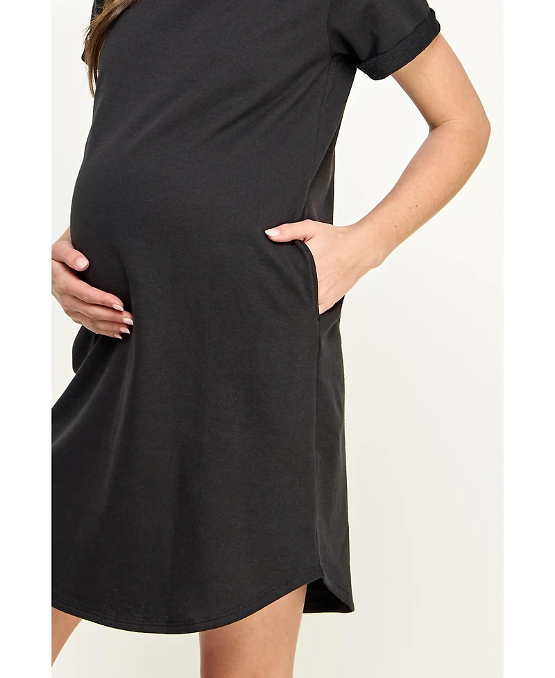 Hello Miz Maternity Short Sleeve T-Shirt Dress with Pockets