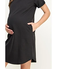 Hello Miz Maternity Short Sleeve T-Shirt Dress with Pockets