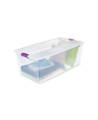 Sterilite 66 Quart Clear Plastic Latching Handle Storage Container Tote, 6 Pack