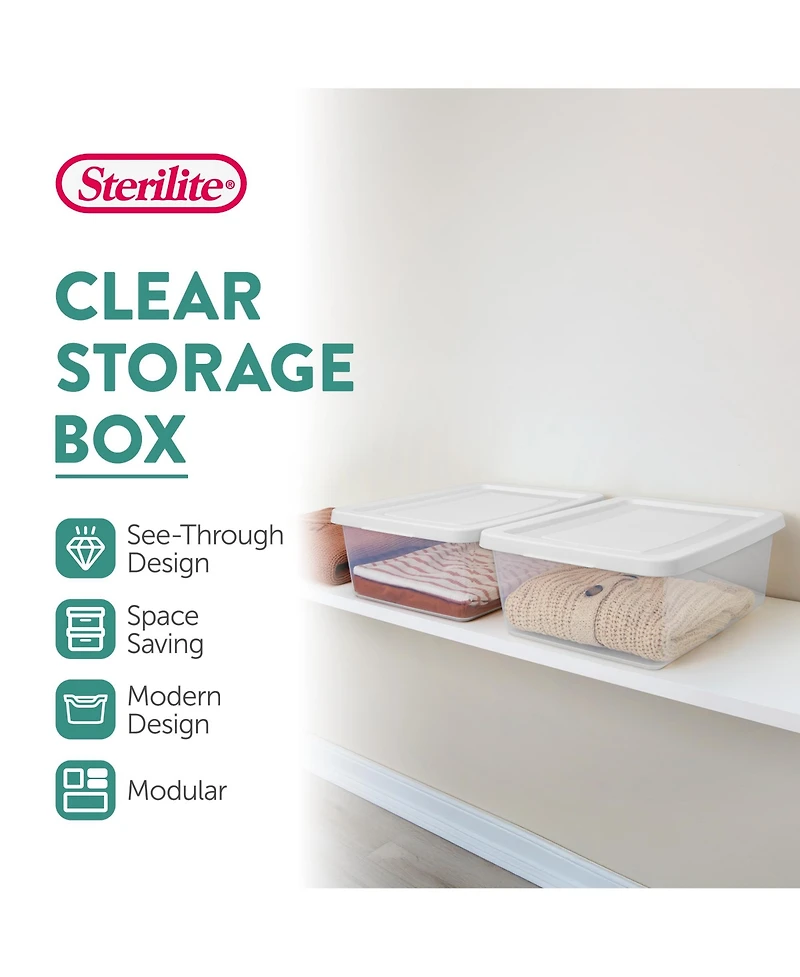 Sterilite 12 Quart Storage Box, Stackable Plastic Container, Home Organizer