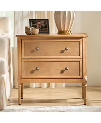 Hulala Home Irene Transitional 28''W 2 Drawer End Table with Charging Station