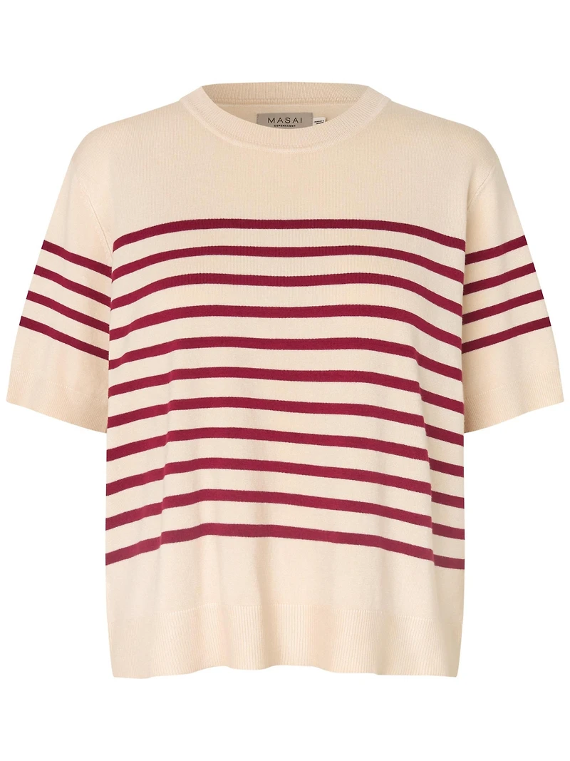 Masai Copenhagen Women's Maflorayne Striped Shot Sleeve Knit Top