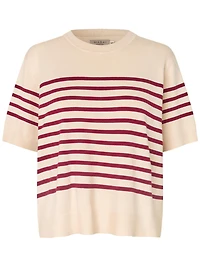 Masai Copenhagen Women's Maflorayne Striped Shot Sleeve Knit Top