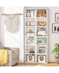 Slickblue Modern 6-Tier Corner Bookcase with Narrow Cube Shelves