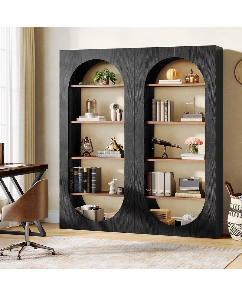 Slickblue Freestanding 5 Shelf Arched Bookcase Storage Organizer Unit