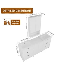 Sillysis 71 Inch Double Sink Modern Freestanding Bathroom Vanity with Resin Sinks, Soft Close Drawers, Storage and Wall Cabinets
