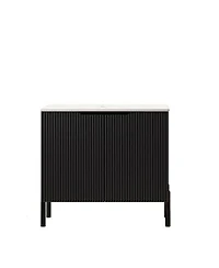 Sillysis Bathroom Vanity Without Basin Sintered Stone Top Soft Close Doors Black Modern Scandinavian Storage Cabinet