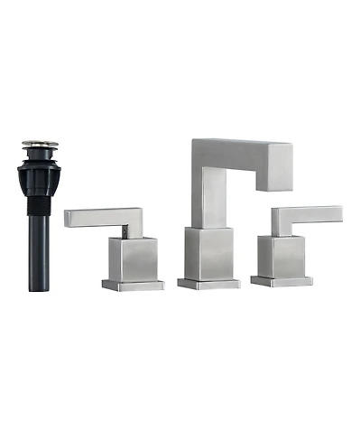 Phying Brushed Nickel Widespread Bathroom Faucet, Waterfall Bathroom Faucets for Sink 3 Hole, 2-Handles Modern Vanity Faucet
