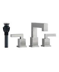 Phying Brushed Nickel Widespread Bathroom Faucet, Waterfall Bathroom Faucets for Sink 3 Hole, 2-Handles Modern Vanity Faucet