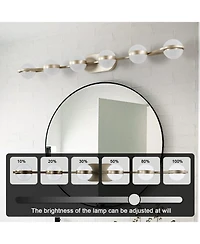 Midola 43" Minimalist Led Bathroom Vanity Light with Crystal Sand Acrylic Shades, 6-Light Wall Mounted Decorative Lighting Fixture for Bathroom