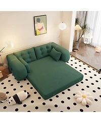 Maison Boucle 78.7'' Teddy 2-Seat 3-in-1 Sleeper Sofa, Foldable Foam Sofa Bed