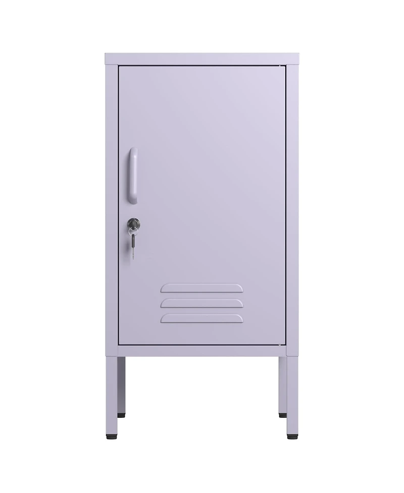 homfan Furniture Modern Metal Bedside Locker with Lockable Door, 2 Adjustable Shelves, Easy-Assembly Storage Cabinet