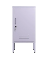 homfan Furniture Modern Metal Bedside Locker with Lockable Door, 2 Adjustable Shelves, Easy-Assembly Storage Cabinet