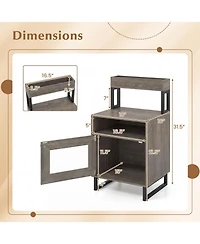 Slickblue Nightstand with Led Lighting, Top Tray, Open Compartment & Cabinet Storage