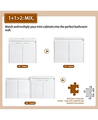 Sillysis 47 Inch Wall Mounted Bathroom Vanity with Resin Sink, Soft Close Doors, Water-Resistant Cabinet, Large Wall Storage