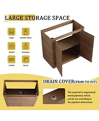 Sillysis Freestanding Bathroom Vanity with Ceramic Sink, Modern Plywood Cabinet, Soft Close Doors