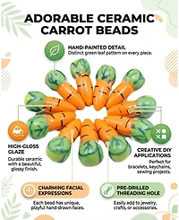 Sevorley 15Piece Set Ceramic Carrot-Shaped Loose Beads for Diy Jewelry