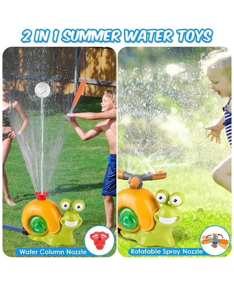 Sevorley 2-in-1 Snail Water Sprinkler Baseball Toy with Rotating Spray for Kids