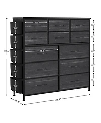 homfan 39 Inch Engineered Wood 12-Drawer Storage Cabinet with Metal Frame, Fabric Dresser Tower for Bedroom Closet Organizer