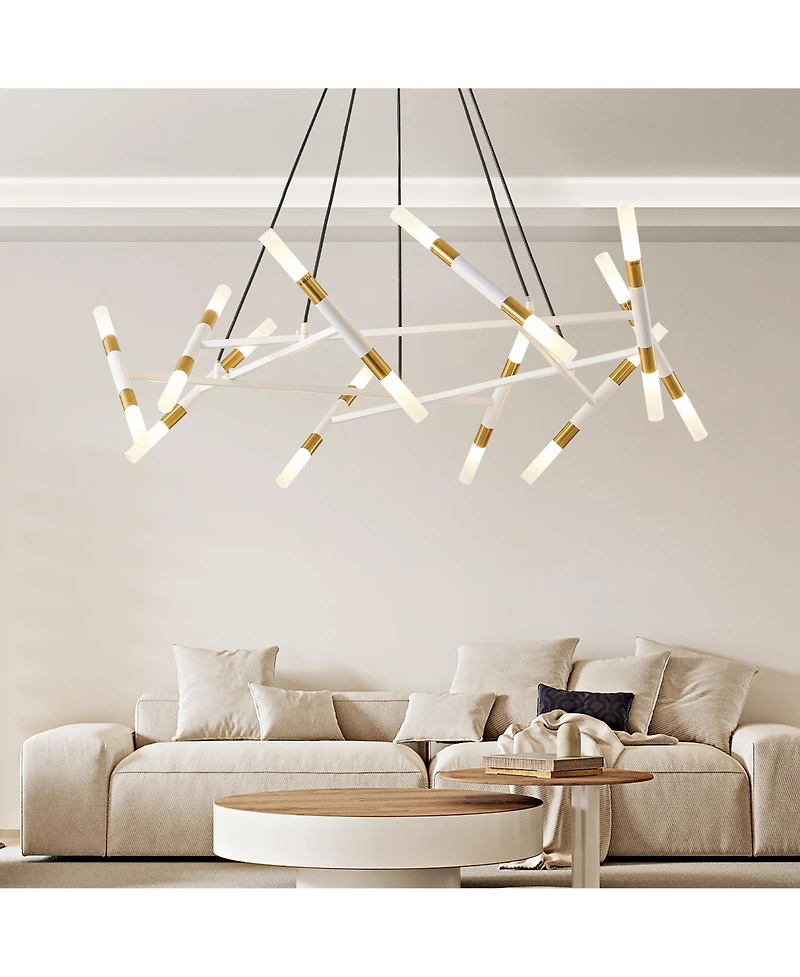 Midola 41" Modern Chandelier Light Fixture, Branch Design with Frosted Tubes, Cords, Adjustable Height Pendant Light