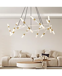Midola 41" Modern Chandelier Light Fixture, Branch Design with Frosted Tubes, Cords, Adjustable Height Pendant Light