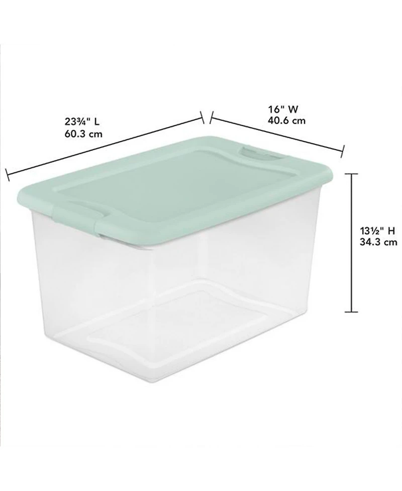 Sterilite 6 Pack 64 Qt Latching Box, Plastic Storage Bin with Lid, Mindful Mint