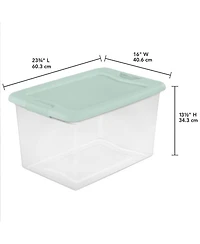 Sterilite 6 Pack 64 Qt Latching Box, Plastic Storage Bin with Lid, Mindful Mint