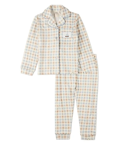 MeMoi Toddler Girls 2 Piece "Let Your Dreams Set Sail" Pointelle Plaid Lounge