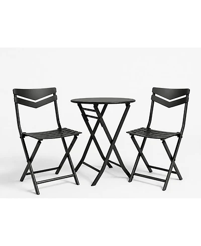 gaomon Adults 3 Piece Curved Back Bistro Set Iron Outdoor Seating