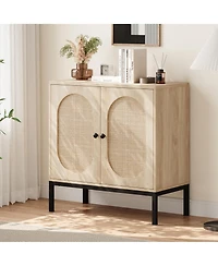 homfan 2 Piece Freestanding Chest of Drawers with 2 Doors and Adjustable Shelf, Metal Legs, Modern Storage Cabinet