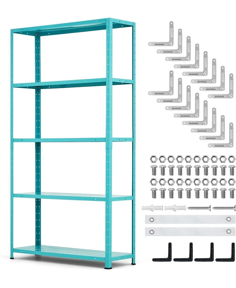 homfan 5 Tier Storage Shelf, 68 Inch Heavy Duty Metal Shelving Unit with Adjustable Shelves for Kitchen or Pantry