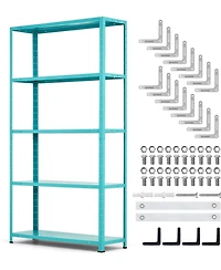 homfan 5 Tier Storage Shelf, 68 Inch Heavy Duty Metal Shelving Unit with Adjustable Shelves for Kitchen or Pantry