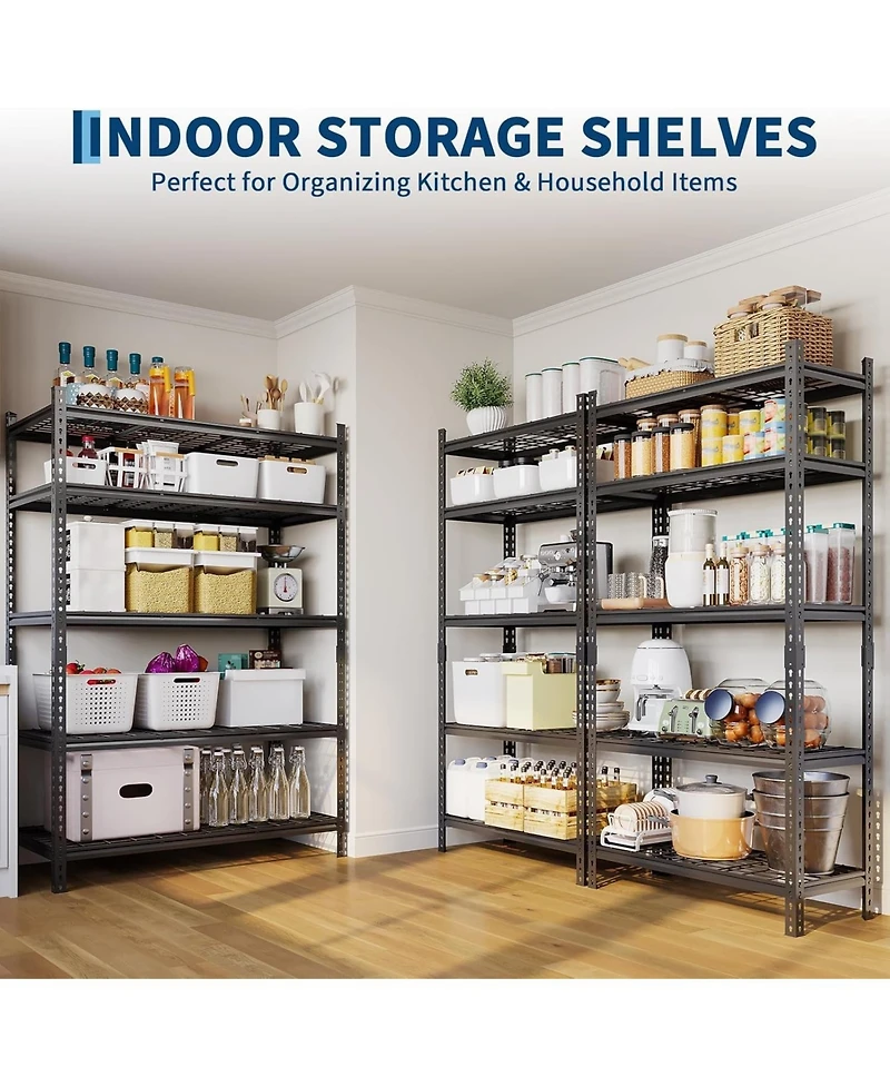 homfan Set of 4 Storage Shelves, 72 Inch Heavy Duty Metal Shelving Unit with Adjustable Shelves for Basement, Warehouse, Pantry, Closet, Kitchen