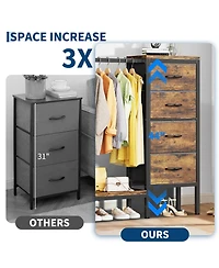 homfan Heavy Duty 4-Drawer Fabric Dresser with Hanging Rail - Multi-Functional Storage Organizer Shelf Metal Frame, Anti-Tip Safety
