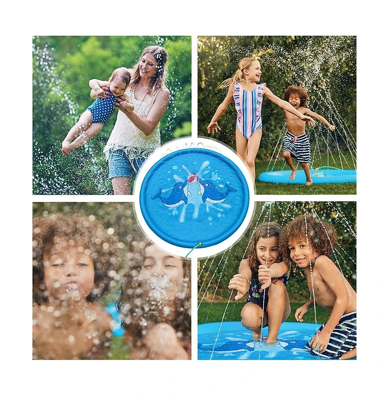Cowin Splash Pad 67" Sprinkler Play Mat Kid Dog Pad Sprinkler Pool Backyard Water Mat