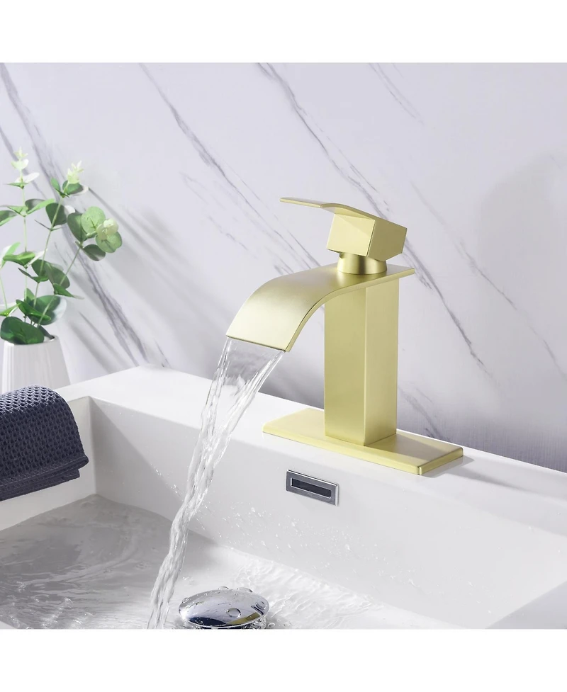 Phying Waterfall Spout Bathroom Faucet,Single Handle Bathroom Vanity Sink Faucet