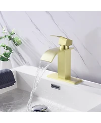 Phying Waterfall Spout Bathroom Faucet,Single Handle Bathroom Vanity Sink Faucet