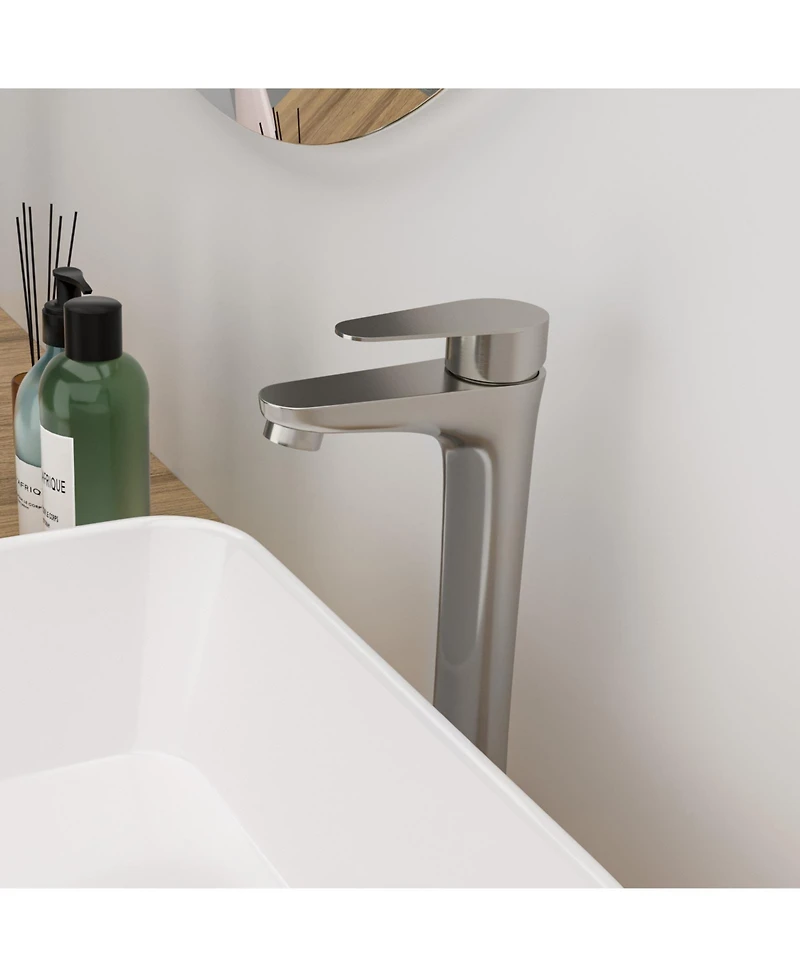 Phying Brushed Nickel Vessel Sink Faucet Single Handle Tall Bathroom Sink Faucet Vanity Bathroom Faucet