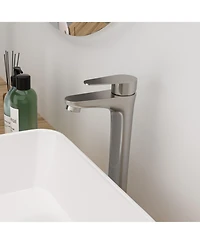 Phying Brushed Nickel Vessel Sink Faucet Single Handle Tall Bathroom Sink Faucet Vanity Bathroom Faucet