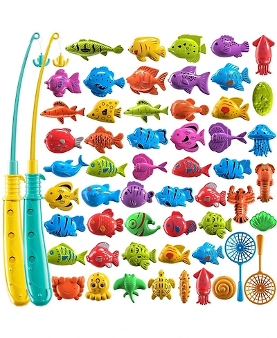 Gnuadz Fishing Game 51 Fish Rod Net Bath Outdoor Party Kids Toy