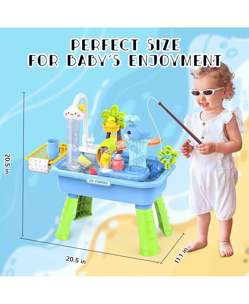 Gnuadz Kids Water Table Electric Pump Sand Play Sink Sensory Summer