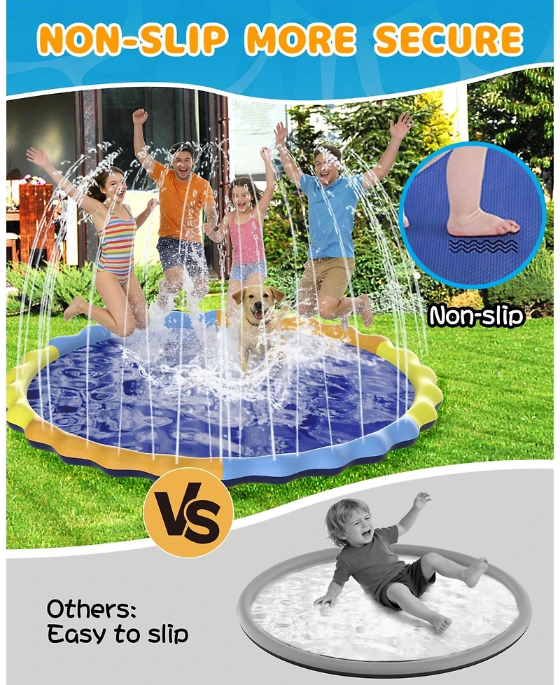 Aofar 110'' Splash Pad Sprinkler Mat Pool Summer Outdoor Fun